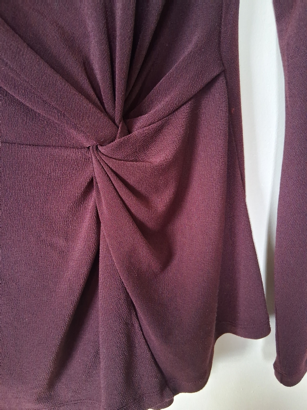Ann Taylor Long-Sleeve Twist-Front Top in Deep Wine - Picture 4 of 5